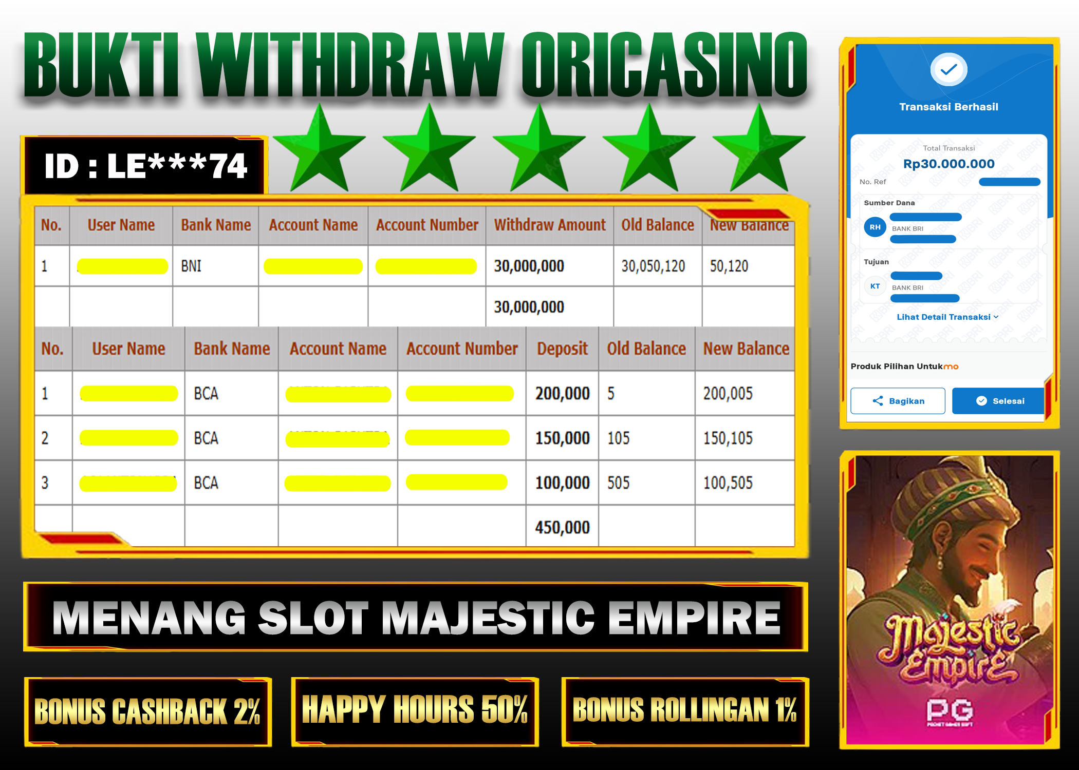 BUKTI KEMENANGAN SL0T MAJESTIC EMPIRE PROVIDER PGSOFT